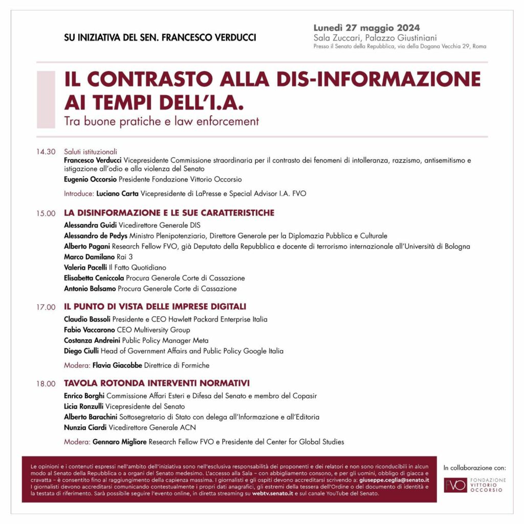 Contrastare la disinformazione nell’era dell’IA. Un evento al Senato della Repubblica